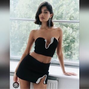 Zara Jewel Crop Top BLACK